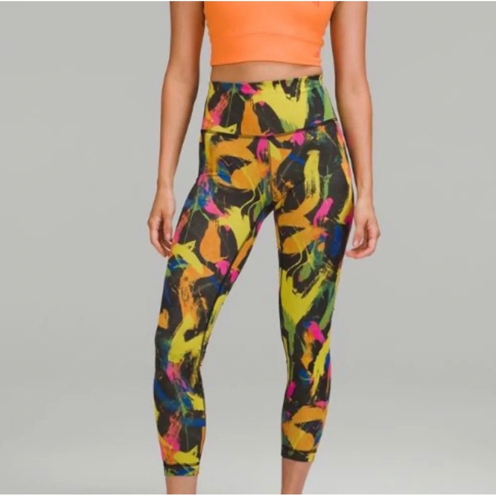 Lululemon Wunder Train HR Tight 25 Untamed Nature Blue Multi Size 4 NWT